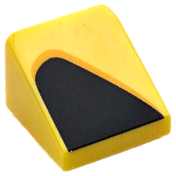 Slope 30 1 x 1 x 2/3 with Black and Bright Light Orange Curved Triangle / Vent Pattern Model Right Side