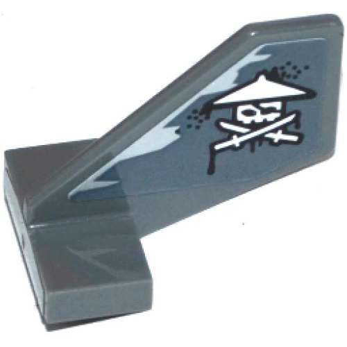 Деталь LEGO 44661pb024 Tail Shuttle, Small with White Ninja Skull with Crossed Swords Pattern on Both Sides (Stickers) - Set 70601