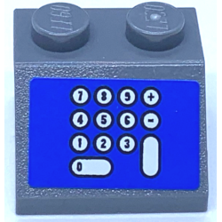 Slope 45 2 x 2 with Cash Register, White Number Pad on Blue Background Pattern (Sticker) - Sets 3825 / 3833 - Dark Bluish Gray Slope 45 2 x 2 with Cash Register, White Number Pad on Blue Background Pattern (Sticker) - Sets 3825 / 3833 - Dark Bluish Gray