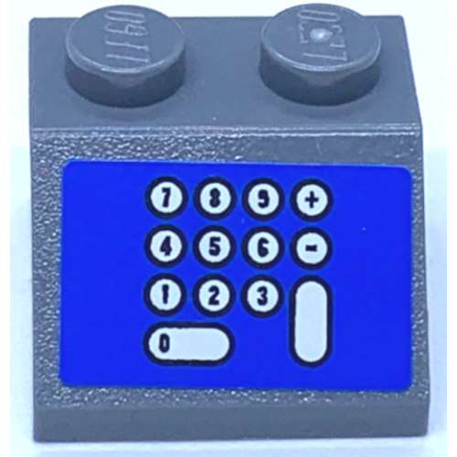 Деталь LEGO 3039pb031 Slope 45 2 x 2 with Cash Register, White Number Pad on Blue Background Pattern (Sticker) - Sets 3825 / 3833 - Dark Bluish Gray