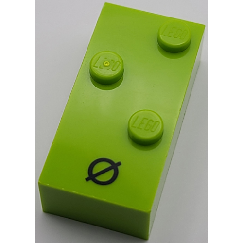 Деталь LEGO 65548pb04 Brick, Braille 2 x 4 with 3 Studs with Black Slashed Capital Letter O (Ø) Pattern (dots-246 ⠪)