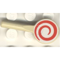 Minifigure, Utensil Signal Paddle with Red and White Spiral Pattern