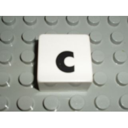 Duplo, Tile 2 x 2 x 1 with Black Lowercase Letter c Pattern Duplo, Tile 2 x 2 x 1 with Black Lowercase Letter c Pattern