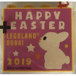Brick 2 x 4 x 3 with LEGOLAND Dubai 2019 Happy Easter Pattern