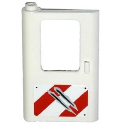 Door 1 x 4 x 5 Train Left, Thin Support at Bottom with Rivets, Red and White Danger Stripes and Claw Scratch Marks Pattern (Sticker) - Set 75917 Door 1 x 4 x 5 Train Left, Thin Support at Bottom with Rivets, Red and White Danger Stripes and Claw Scratch Marks Pattern (Sticker) - Set 75917