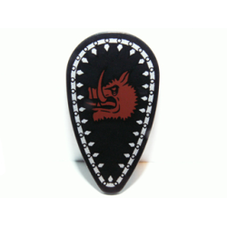 Minifigure, Shield Oval with Boar Head and Silver Border Pattern Minifigure, Shield Oval with Boar Head and Silver Border Pattern