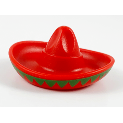 Minifigure, Headgear Hat, Mexican Sombrero with Bright Green Trim Pattern