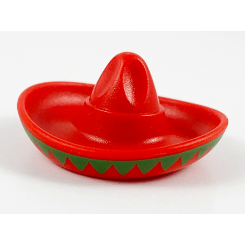 Деталь LEGO 90307pb02 Minifigure, Headgear Hat, Mexican Sombrero with Bright Green Trim Pattern