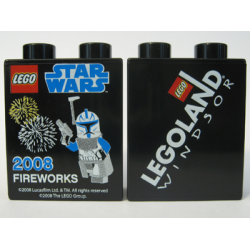 Duplo, Brick 1 x 2 x 2 with Star Wars 2008 Fireworks LEGOLAND Windsor Pattern