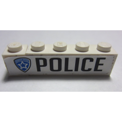 Stickered Assembly 5 x 1 x 1 with 'POLICE' and Highway Patrol Logo Pattern Model Right Side (Sticker) - Set 8681 - 1 Brick 1 x 1, 1 Brick 1 x 4