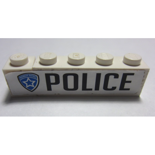 Деталь LEGO BA137pb01R Stickered Assembly 5 x 1 x 1 with 'POLICE' and Highway Patrol Logo Pattern Model Right Side (Sticker) - Set 8681 - 1 Brick 1 x 1, 1 Brick 1 x 4