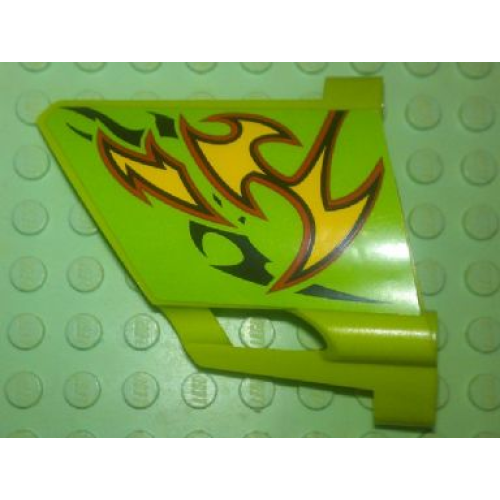 Деталь LEGO 44353pb13 Technic, Panel Fairing #23 Large Short, Small Hole, Side B with Yellow Flames Pattern (Sticker) - Set 8649