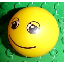 Duplo Ball for Ball Tube with Smile and Black and White Eyes with Eyelids Pattern