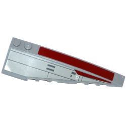 Wedge 10 x 3 Right with Dark Red Stripe and SW V-Wing Starfighter Pattern (Stickers) - Set 75039