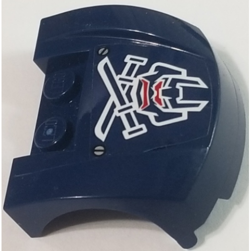 Деталь LEGO 98835pb021 Vehicle, Mudguard 3 x 4 x 1 2/3 Curved Front with Ninjago Samurai X Mask and Crossed Swords Pattern (Sticker) - Set 70642