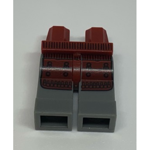 Деталь LEGO 970c85pb13 Hips and Dark Bluish Gray Legs with Dark Red Samurai Leg Armor Pattern