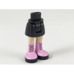 Mini Doll Hips and Skirt, Light Nougat Legs and Long Bright Pink Boots with Black Laces and Soles Pattern - Thick Hinge