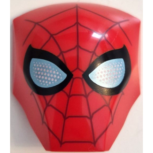 Деталь LEGO 85834pb06 Large Figure Armor, Smooth with 2 x 2 Round Brick Attachment with Dark Red Webbing, Large Metallic Light Blue Eyes with White Dots and Black Borders Pattern (Iron Spider-Man Head)