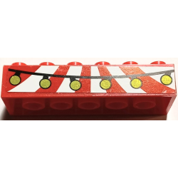 Brick 2 x 6 with Red and White Stripes Awning and Black String with Gold Balls Pattern (Sticker) - Set 41236