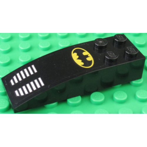 Деталь LEGO 44126pb039 Slope, Curved 6 x 2 with Batman Logo and Grille Pattern (Sticker) - Set 6864