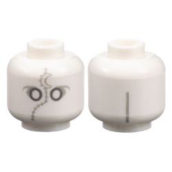 Minifigure, Head Alien Dark Bluish Gray Eye Holes, Light Bluish Gray Eye Shadow, Crescent Moon, Stitching, and Line on Back Pattern