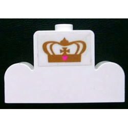 Brick, Modified 1 x 4 x 2 Center Stud Top with Gold Crown with Dark Pink Heart Pattern (Sticker) - Set 7582
