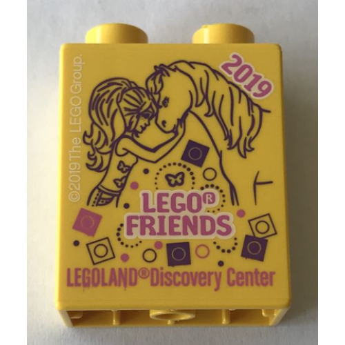 Деталь LEGO 4066pb746 Duplo, Brick 1 x 2 x 2 with LEGO Friends 2019 LEGOLAND Discovery Center Pattern