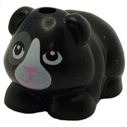 Guinea Pig, Friends Style with Bright Pink Nose and Mouth, Black Eyes with Dark Bluish Gray Contour Right Eye and White Muzzle Pattern (Lucky)