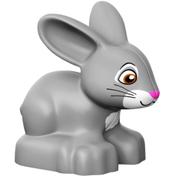 Duplo Bunny / Rabbit Head Pointed Straight with Whiskers and Pink Nose Pattern Duplo Bunny / Rabbit Head Pointed Straight with Whiskers and Pink Nose Pattern