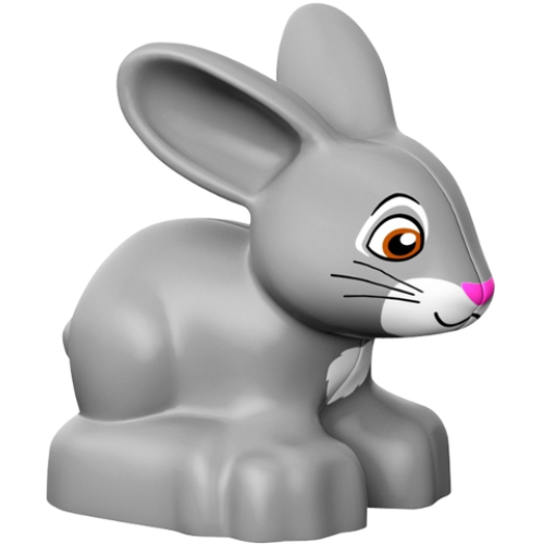 Деталь LEGO dupbunnyc01pb03 Duplo Bunny / Rabbit Head Pointed Straight with Whiskers and Pink Nose Pattern