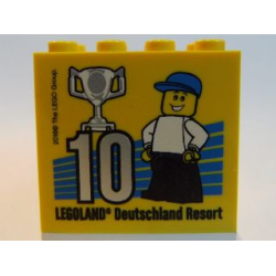 Brick 2 x 4 x 3 with Besuchsmeister 10 Silver 2016 Legoland Deutschland Resort Pattern
