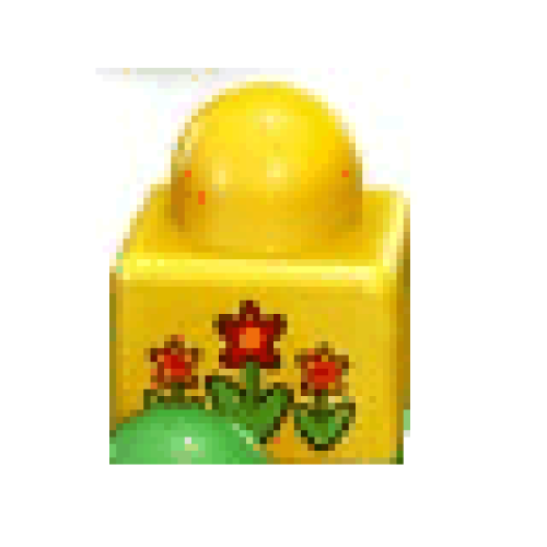 Деталь LEGO 31000pb28 Primo Brick 1 x 1 with Flowers and Number 3 Pattern on Opposite Sides