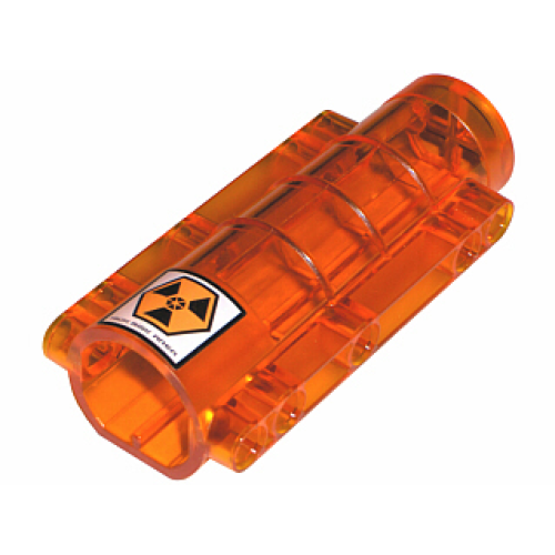 Деталь LEGO 58947pb02 Cylinder 9 x 4 x 2 Tapered with Flat Bottom, Pin Holes with 'HIGH RISK AREA' and Hazard Symbol Pattern (Sticker) - Sets 7690 / 7692 / 7697 / 7699
