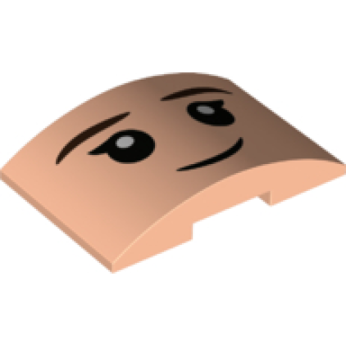 Деталь LEGO 78522pb002 Slope, Curved 6 x 4 Double with Dark Brown Eyebrows, Black Eyes and Grin Pattern (Hermione Granger Face)