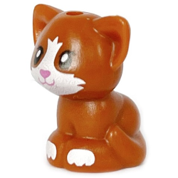 Cat, Friends Style, Baby Kitten, Sitting with Black Eyes, Dark Pink Nose and Mouth, and White Muzzle and Paws Pattern
