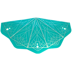 Plastic Dark Turquoise Conical Roof with Silver Geometric Triangles Pattern