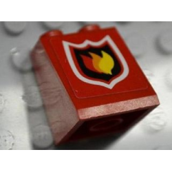 Slope 65 2 x 2 x 2 with Bottom Tube with Fire Logo Badge on Red Background Pattern (Sticker) - Set 7906 Slope 65 2 x 2 x 2 with Bottom Tube with Fire Logo Badge on Red Background Pattern (Sticker) - Set 7906