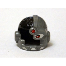 Minifigure, Headgear Helmet Cyborg Side Open with Black Top Side, Red Eye and Red Dot Pattern