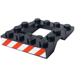 Stickered Assembly 5 x 4 x 2/3 with Red and White Danger Stripes Pattern (Sticker) - Set 6385 - 1 Vehicle, Base 4 x 5, 1 Plate 1 x 4