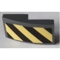 Slope, Curved 2 x 1 x 2/3 with Black and Bright Light Yellow Danger Stripes Pattern Side A (Sticker) - Sets 60214 / 60215