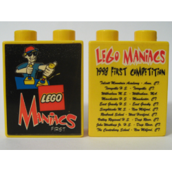 Duplo, Brick 1 x 2 x 2 with LEGO Maniacs 1998 First Competition Pattern Duplo, Brick 1 x 2 x 2 with LEGO Maniacs 1998 First Competition Pattern