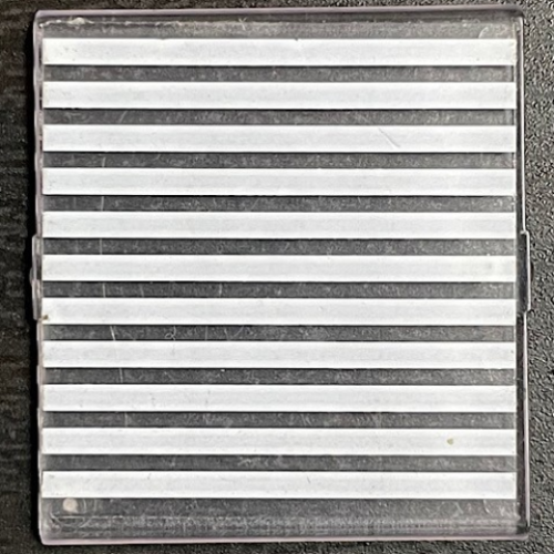 Деталь LEGO 4448pb10 Glass for Window 4 x 4 x 3 Roof with 11 White Stripes Pattern (Sticker) - Set 6398