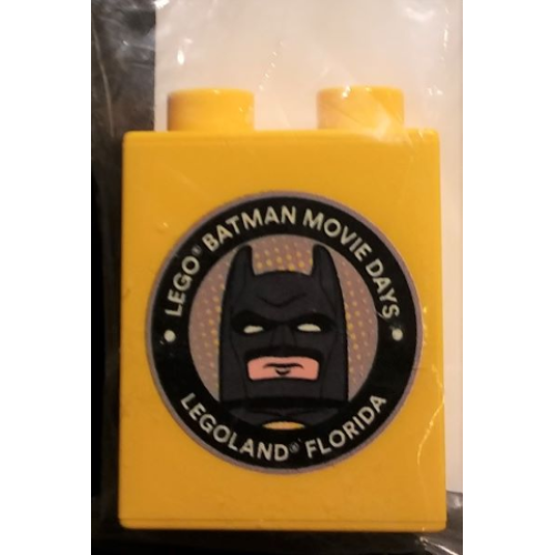 Деталь LEGO 4066pb699 Duplo, Brick 1 x 2 x 2 with LEGO Batman Movie Days LEGOLAND Florida Pattern