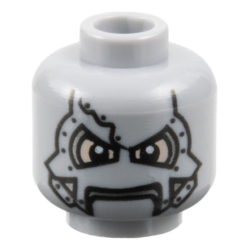 Minifigure, Head Alien Metal Mask with Eye Holes, Mouth Slit, and Rivets Pattern