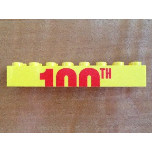 Деталь LEGO 3007pb07 Brick 2 x 8 with Top Half of '100TH' Pattern