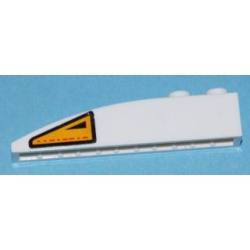 Slope, Curved 6 x 1 with 2 Studs with Orange and Black Warning Triangle Pattern Model Left Side (Sticker) - Set 7676 Slope, Curved 6 x 1 with 2 Studs with Orange and Black Warning Triangle Pattern Model Left Side (Sticker) - Set 7676