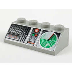 Slope 45 2 x 4 with Radio and Radar Console Pattern - Light Gray Slope 45 2 x 4 with Radio and Radar Console Pattern - Light Gray