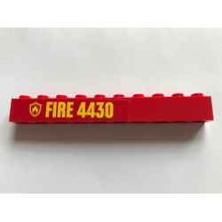 Brick 1 x 10 with Yellow Fire Logo Badge and 'FIRE 4430' Pattern (Sticker) - Set 4430 Brick 1 x 10 with Yellow Fire Logo Badge and 'FIRE 4430' Pattern (Sticker) - Set 4430
