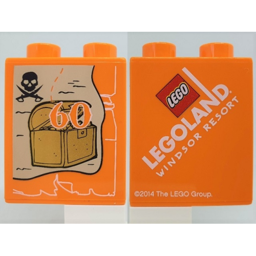 Деталь LEGO 4066pb514 Duplo, Brick 1 x 2 x 2 with 60 Visit 2014 LEGOLAND Windsor Resort Treasure Chest Pattern