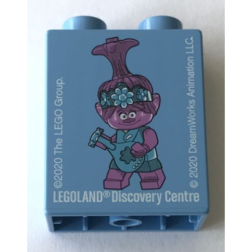 Деталь LEGO 4066pb757 Duplo, Brick 1 x 2 x 2 with Poppy Trolls LEGOLAND Discovery Centre 2020 Pattern